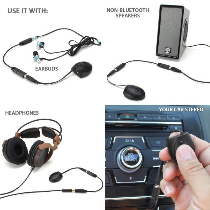 GOgroove BlueGATE RCV Bluetooth Audio Receiver with A2DP and 15-hour Runtime for Stereos , Portable Speakers... N8