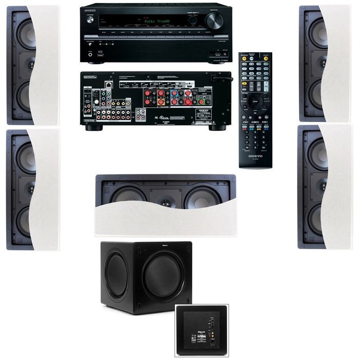 Klipsch R-2502-W II In-Wall Speaker (LCR) 5.1 Onkyo TX-NR636 7.2 Channel Network A/V