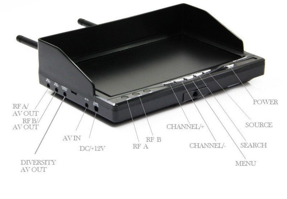 Uphig RX-LCD5802 7" 5.8G Boscam FPV 32CH HD 800*480p Monitor Receiver Built-in Battery (US STOCK) N7