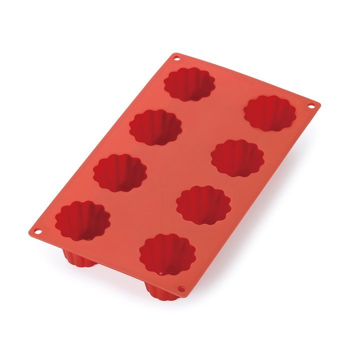 Lekue 8 Cavities Cannele Bordelais Multi Cavity Baking Mold, Red