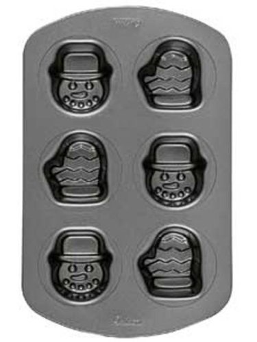 Wilton Holiday 6-Cavity Nonstick Mini Snowman and Mitten Pan