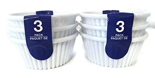 Pack of Six White Plastic Ramekin Sauce Cups