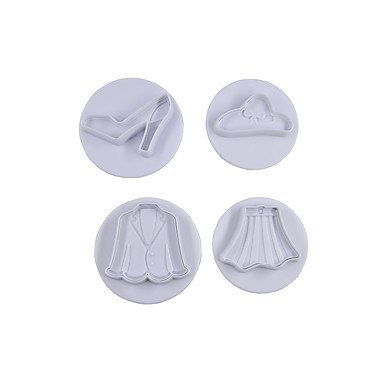 Sher 4Pcs Lady Shose and Cloth Set Fondant Craft Mould Sugar Craft Tools N2