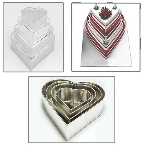 4 Tier Heart Multilayer Wedding Birthday Anniversary Baking Cake Tins Cake Pans 6" 8" 10" 12" - EUROTINS N2