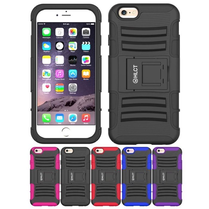 iPhone 6s Case, HLCT Rugged Shock Proof Dual-Layer Case with Built-In Kickstand for iPhone 6s / 6 4.7 Inch (Blue)