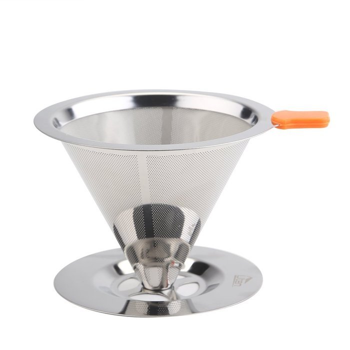 Uten Reusable Stainless Steel Pour Over Coffee Brewer Dripper Filter Cone with Double Layer Fine Mesh (2 cup) N12