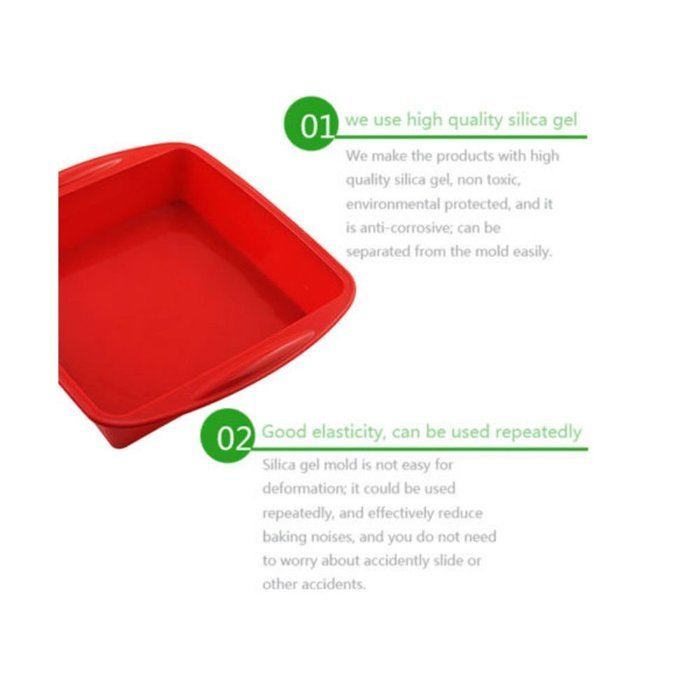 Square Cake Pans Food Grade Silicone Bread Mold Bakeware 7.3" &times; 1.6" 100% Quality N3