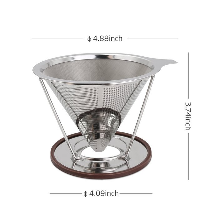 Nicelucky Pour Over Coffee Dripper, Stainless Steel Coffee Maker with Mesh Bottom - Drip Coffee Cone & Brewer... N5
