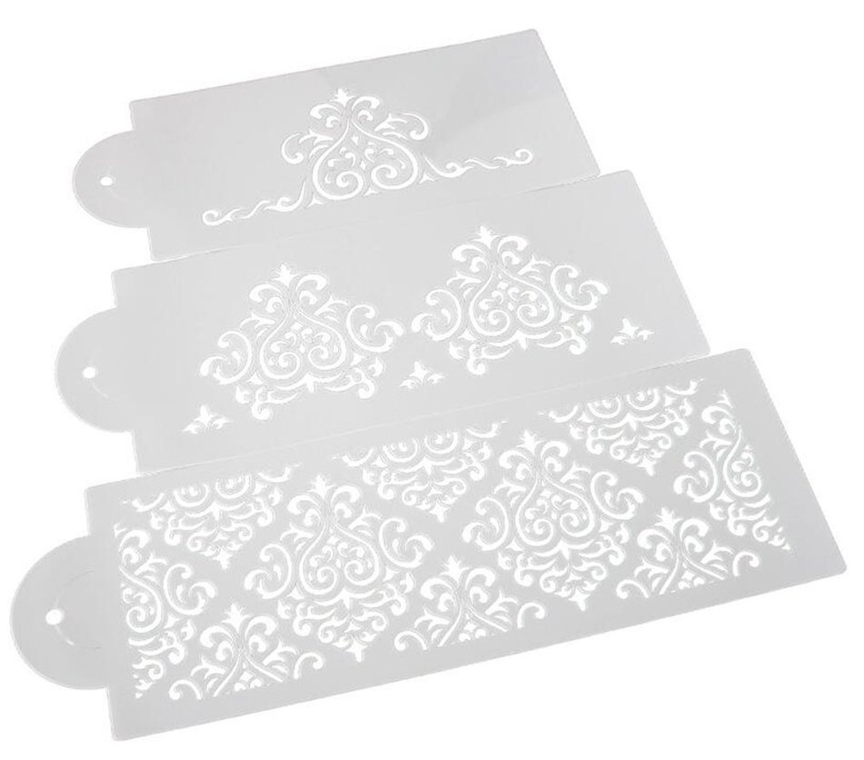 GogoForward 3Pcs Lace Flower Cake Fondant Stencil Cake Decorating Moulds N7