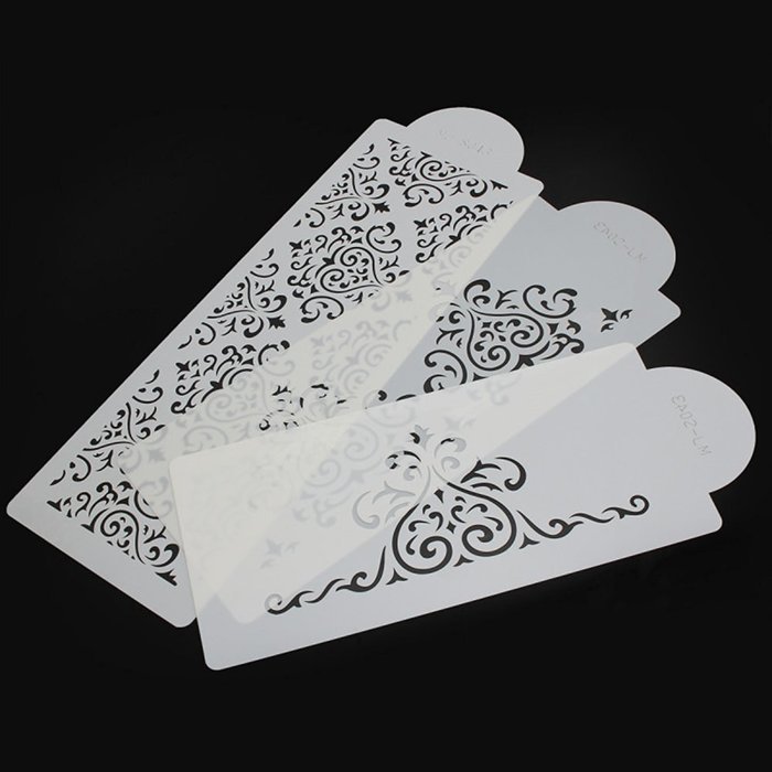 GogoForward 3Pcs Lace Flower Cake Fondant Stencil Cake Decorating Moulds N8