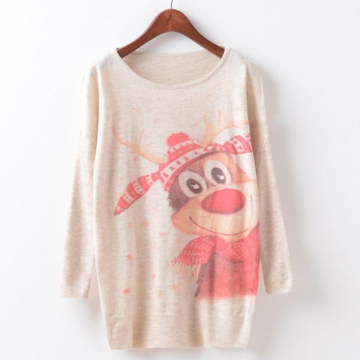 Knit Sweater,Morecome Womens Christmas Batwing Long Sleeve Loose Knitwear Tops (D) N2