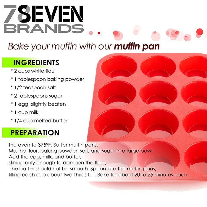 12 Slot Silicone Muffin Pan. HIGH END KITCHEN WARE. Red. SUPER VALUE! N2