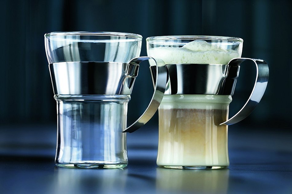 Bodum 4552-16 Assam 2 Piece Small Tea Glass with Steel Handle, 10 oz, Chrome N5