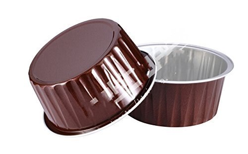 KEISEN 3 2/5" mini Disposable Aluminum Foil Cups 120ml for Muffin Cupcake Baking Bake Utility Ramekin Cup brown...