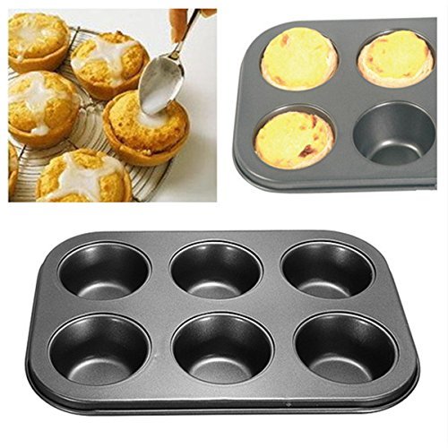 6 Holes Mini Cupcake Ovenware Metal Pan Nonstick Bakeware Mould N3