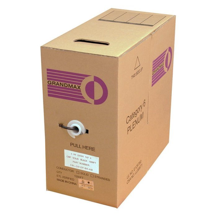 Grandmax CAT6 550MHz Shielded Solid Bulk Cable, 1000ft, STP Pull Box, CMR Rated, 100% Pure Copper, Multiple Colors... N7