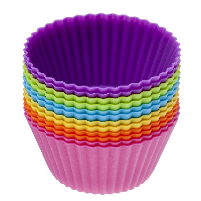 Popular Elements Silicone Baking Cups / Set of 12 Cupcake Liners Dynamic Colors Muffin Molds.