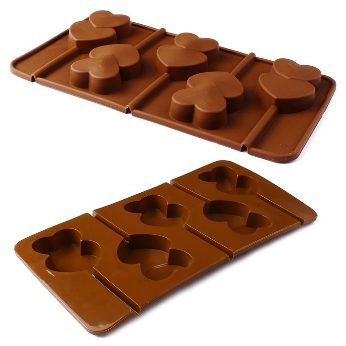 Home.lolo Double Hearts Lollipop Silicone Mold 5 Cavity Chocolate Cake Pan DIY SCM01A-02