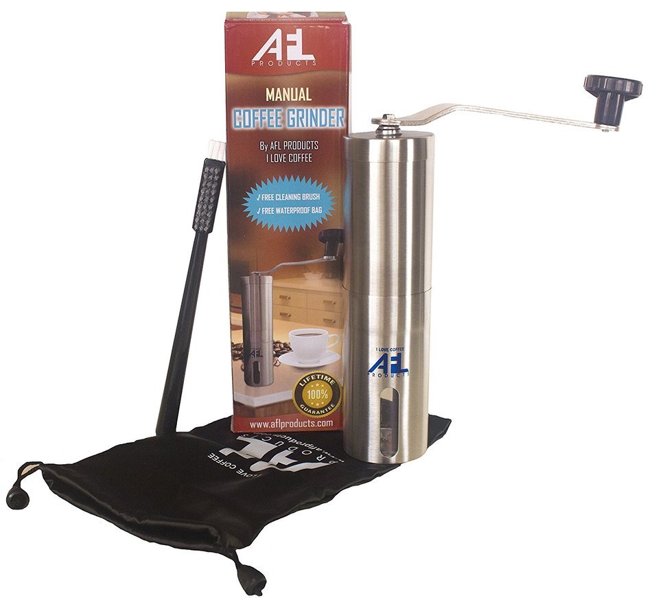 Coffee Grinder with Hand Crank | Manual Coffee Grinder. Hand Coffee Grinder With Free Coffee Grinder Brush + Bag... N9