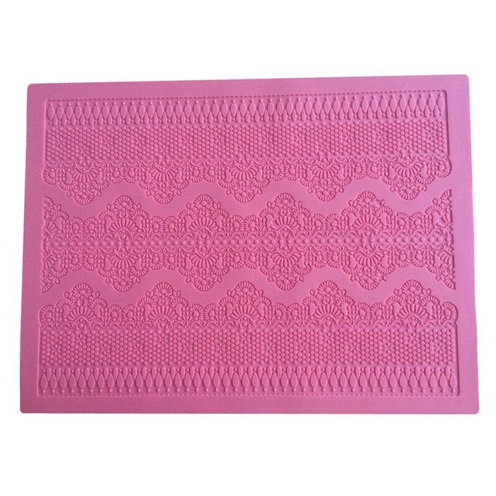 FLY Cake Mold Big Flower Pattern Silicone Fondant Lace Embossed Mold,Pink