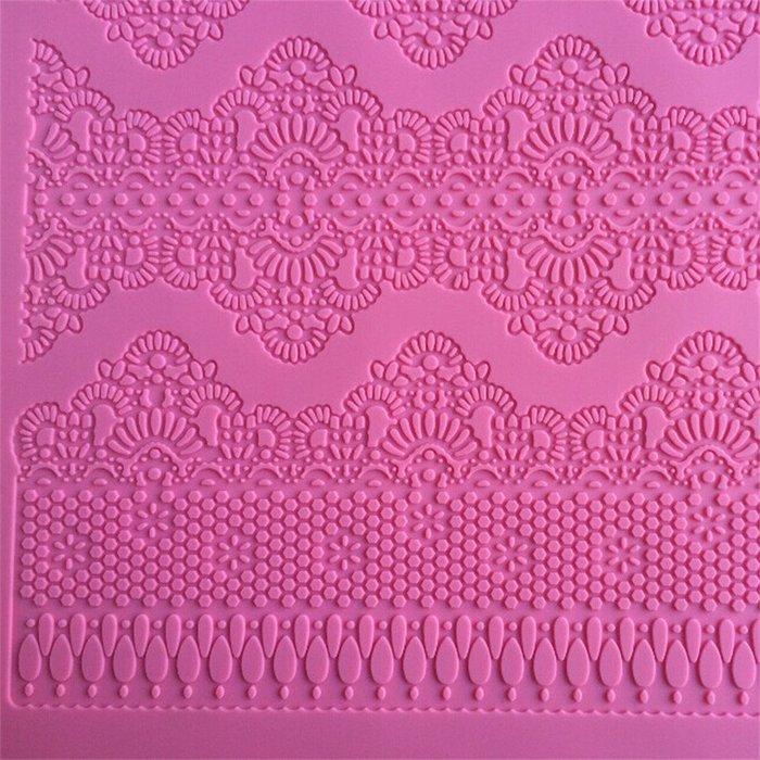FLY Cake Mold Big Flower Pattern Silicone Fondant Lace Embossed Mold,Pink N2