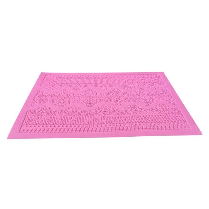 FLY Cake Mold Big Flower Pattern Silicone Fondant Lace Embossed Mold,Pink N3