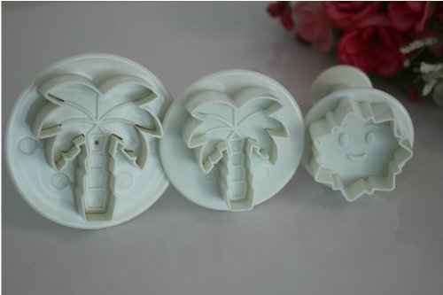 Autek 3PCS Palm Sun Shape Fondant Cutter Set Plunger Cake Mold Mould Tool Decorating(3DMold-73) N2