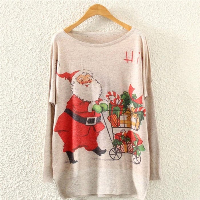 Knit Sweater,Morecome Womens Christmas Batwing Long Sleeve Loose Knitwear Tops (D) N3