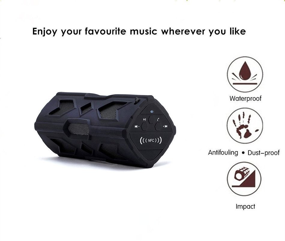 SinoPro Waterproof Dustproof and Shockproof Bluetooth 4.0 NFC Speaker with 3600mAh Battery Power Bank for Shower... N16
