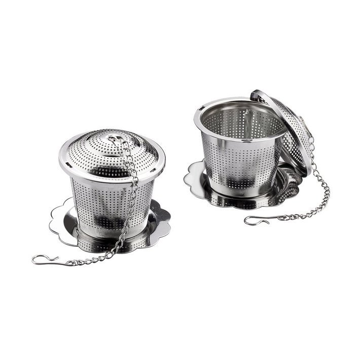 Fu Store Loose Leaf Tea Infuser (Set of 2) with Cup Brush and Drip Trays - Ultra Fine Stainless Steel Strainer... N5