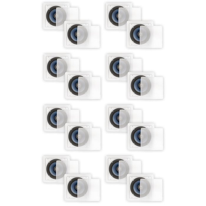 Blue Octave LS62 In Wall or In Ceiling 6.5" Speakers Home Theater 2-Way Square 8 Pair Pack