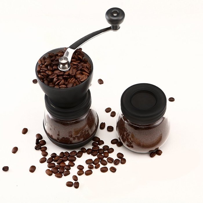 Amfocus Manual Coffee Grinder with Ceramic Burr, Hand-crank Grinding Mill N5