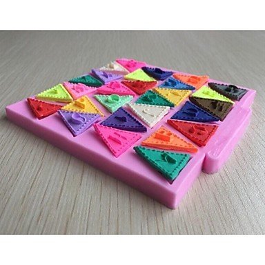 Sher Alphabet Bunting Shaped Fondant Cake Chocolate Silicone Mold,Cupcake Decoration Tools,L11.2cmW10.6cmH0.7cm