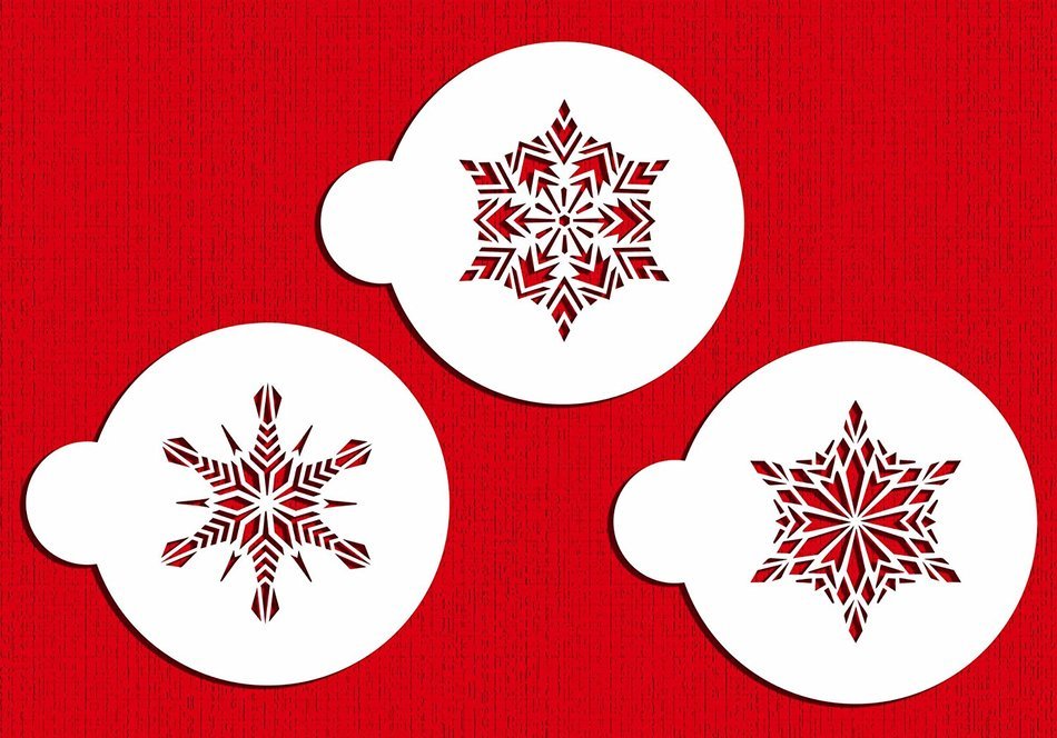 Designer Stencils C277 Crystal Snowflakes Cookie Stencils, Small, Beige/Semi-Transparent