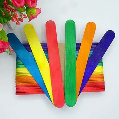 Y&XL&H Ice Cream Hand Crafts Art Lolly Pack Wooden Colorful Ice Lolly Cream Sticks Lollipop Popsicle,Set of 50 N4