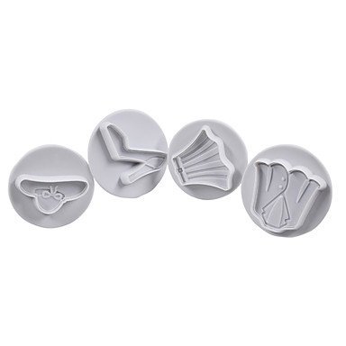 Sher 4Pcs Lady Shose and Cloth Set Fondant Craft Mould Sugar Craft Tools N3