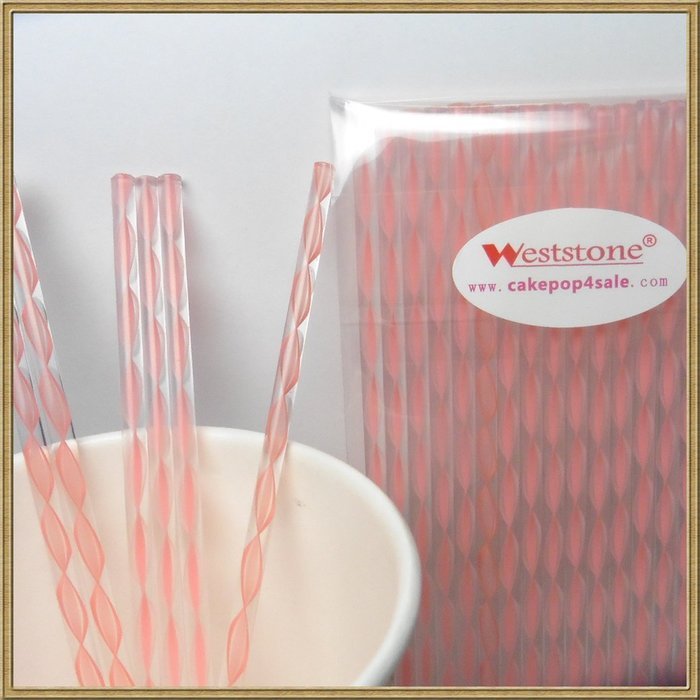 Weststone - 50pcs Colorful Acrylic swirl sticks for cake pop or lollipop candy (Pink) N3
