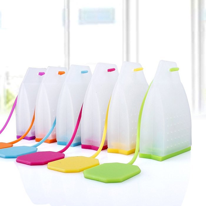 Mother's Day Sale, Set of (6) Premium Silicone Reusable Tea Bag Candy Silicone Tea Infuser Strainer Set Genuine... N4