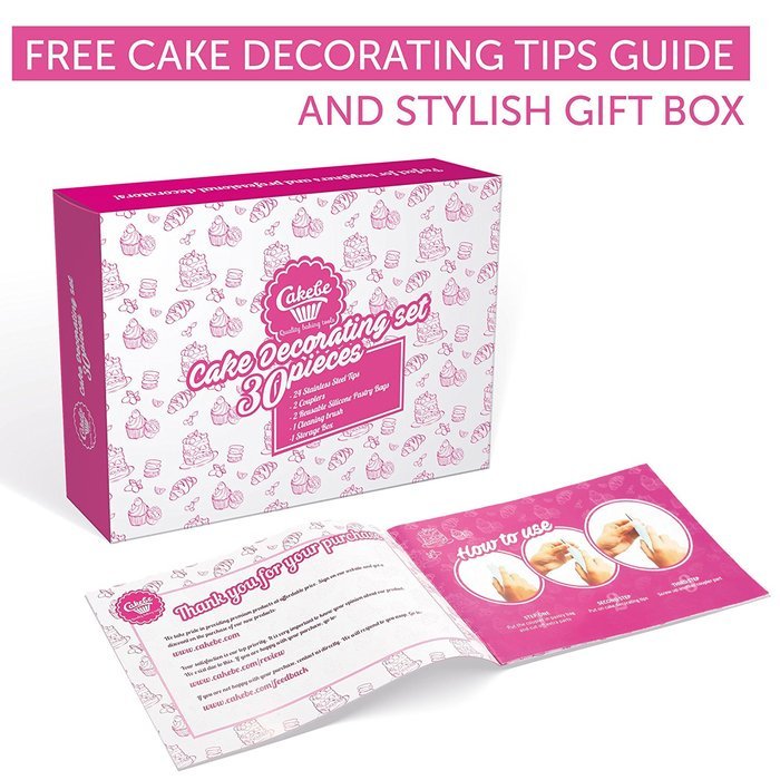 Cake Decorating Kit Includes Nozzle, Tips, Reusable Pastry Bags, Couplers and Cleaning Brush - Baking Tools for... N2