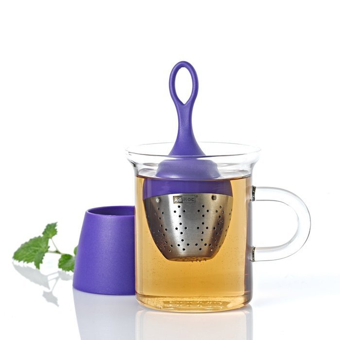 AdHoc Floating Tea Egg, Infuser with Stand, Ready to Use, Stainless Steel / Nylon Red, 13 cm, TE09 N8