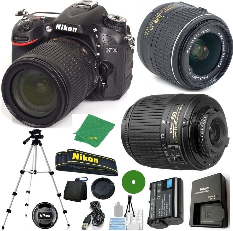 Nikon D7100 - International Version (No Warranty), 18-55mm f/3.5-5.6 DX VR, Nikon 55-200mm f4-5.6G ED DX Nikkor...