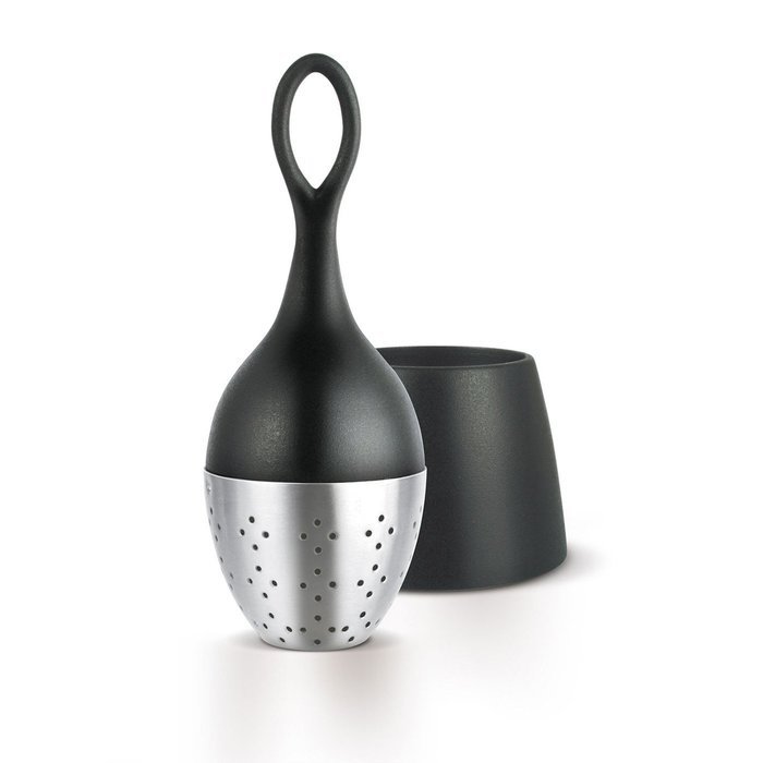 AdHoc Floating Tea Egg, Infuser with Stand, Ready to Use, Stainless Steel / Nylon Red, 13 cm, TE09 N9
