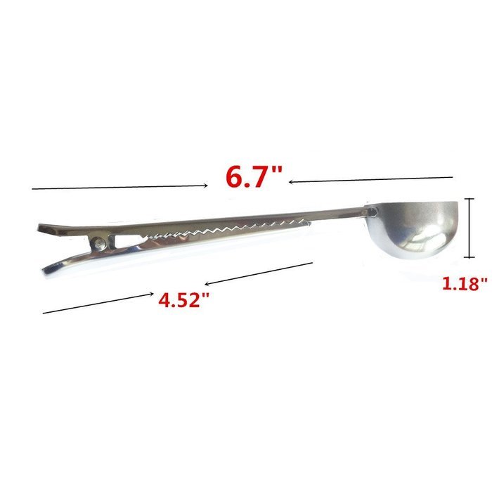 Daixers Coffee,Milk Powder & Tea Scoop/Spoon With Jaw Bag Clips - Stainless Steel (3 Pack) N3