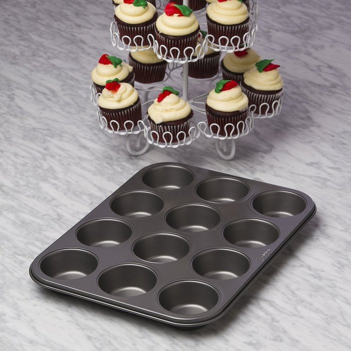 Ecolution Bakeins 12 Cup Muffin and Cupcake Pan &ndash; PFOA, BPA, and PTFE Free Non-Stick Coating &ndash; Heavy Duty Carbon... N2