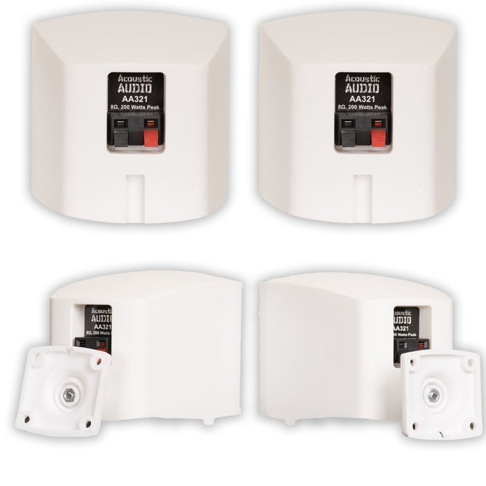 Acoustic Audio AA321W Mountable Indoor Speakers 4000 Watts White Bookshelf 10 Pair Pack AA321W-10Pr N3