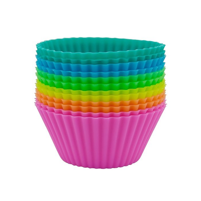 HotSees Silicone Baking Cups for Сupcakes, Muffins and Chocolate Molds - Set of 12 Non Stick Cupcake Liners Available... N5