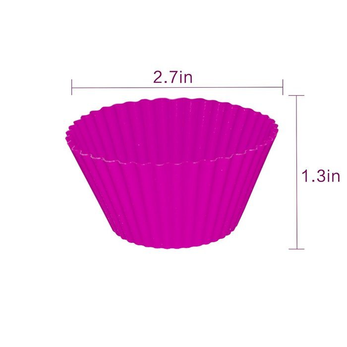 HotSees Silicone Baking Cups for Сupcakes, Muffins and Chocolate Molds - Set of 12 Non Stick Cupcake Liners Available... N6