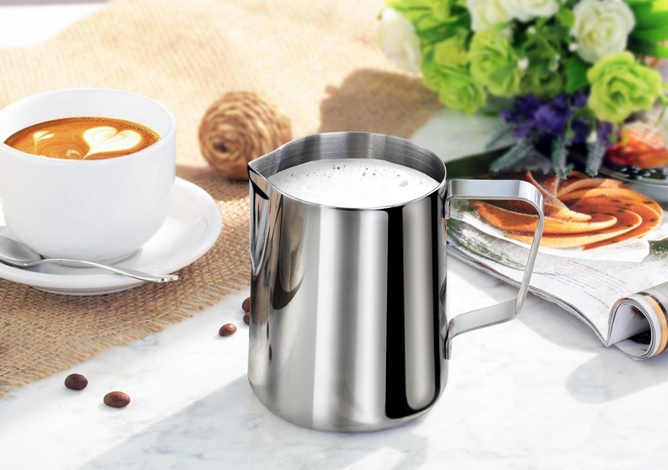 Freedi Stainless Steel Milk Frothing Pitcher Milk Cup for Espresso Machines Milk Frothers & Latte Art,12 Oz Silver... N3
