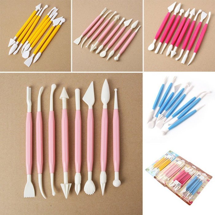 8 Pcs Sugar craft Fondant Cake Decorating Modelling Tools Kit (Yellow) N3
