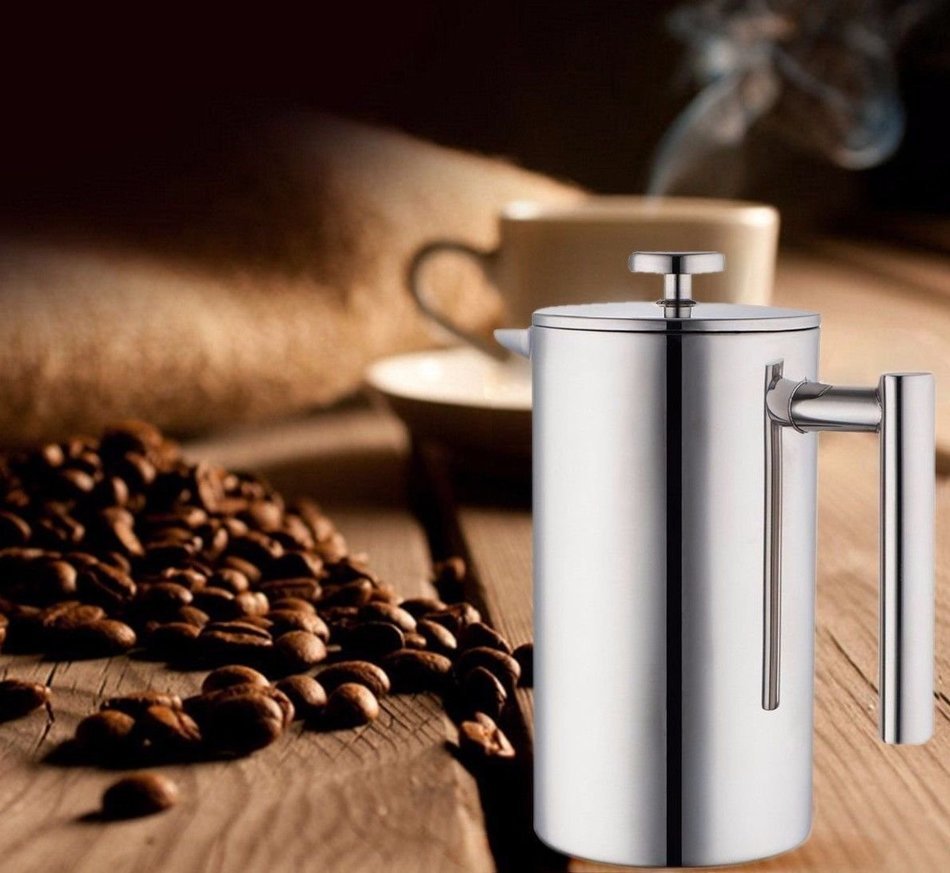 Gracelove 1 Liter Double-Wall Stainless Steel French Coffee Press N6